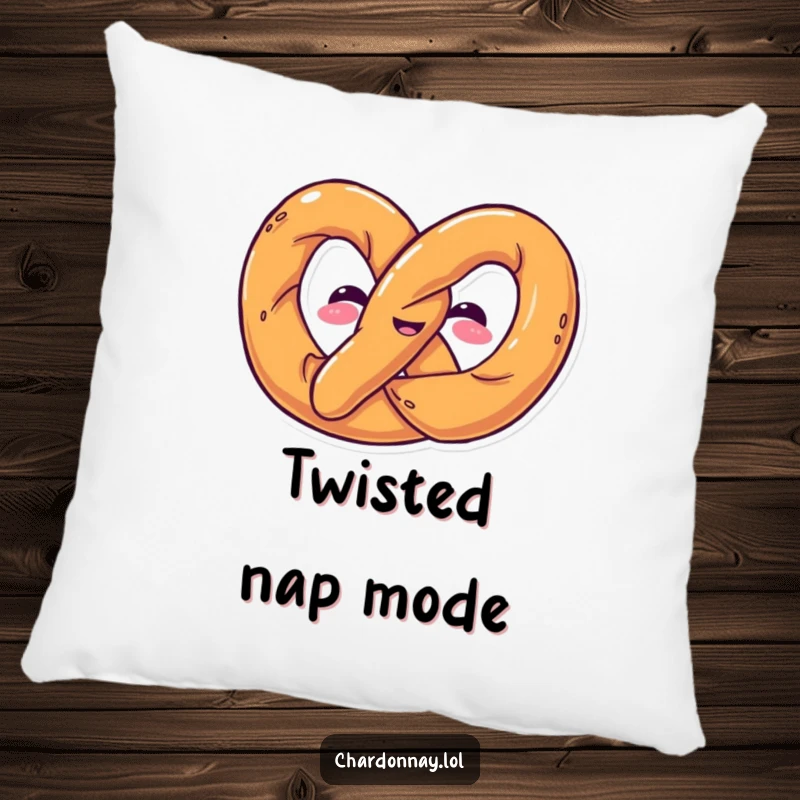 Funny pillow featuring a pretzel twisting into a funny shape. Soft, decorative, and perfect for adding a touch of snack-inspired humor.