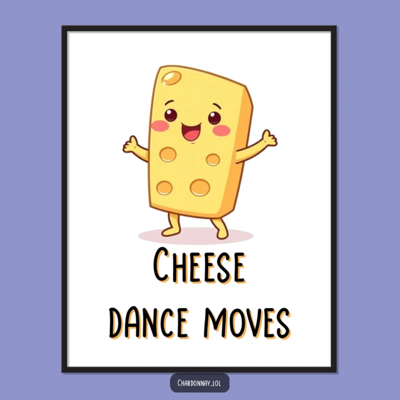 Funny Cheese Dance Digital Print: Whimsical Foodie Art Decor