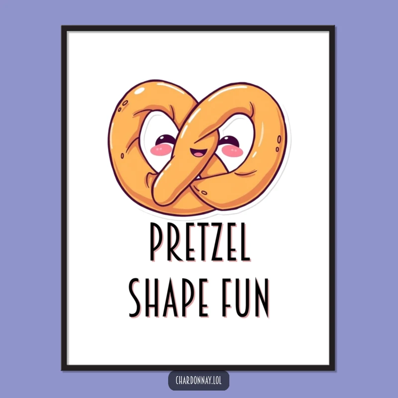 Funny Pretzel Twist Digital Print: Whimsical Snack Art Decor