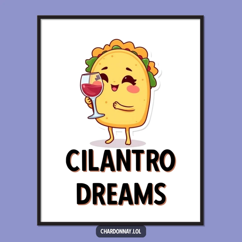 Funny Winking Taco Digital Art - Instant Comedic Fiesta Decor Download