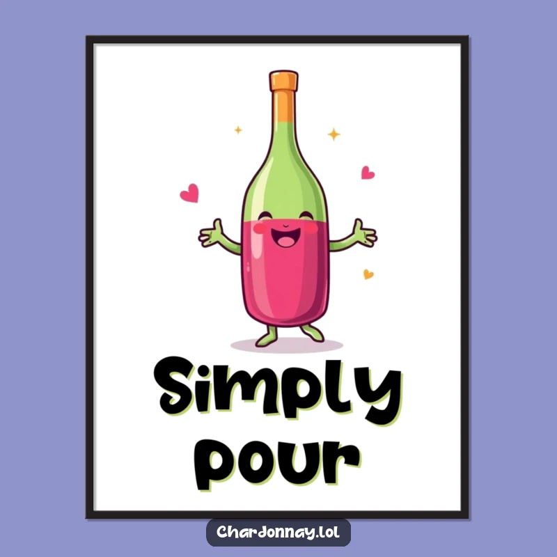 Funny Dancing Wine Bottle Poster - Whimsical Wall Art for Wine Lovers