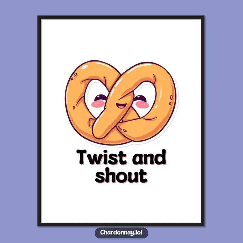 Funny Pretzel Twist Poster: Whimsical Snack Art for Walls
