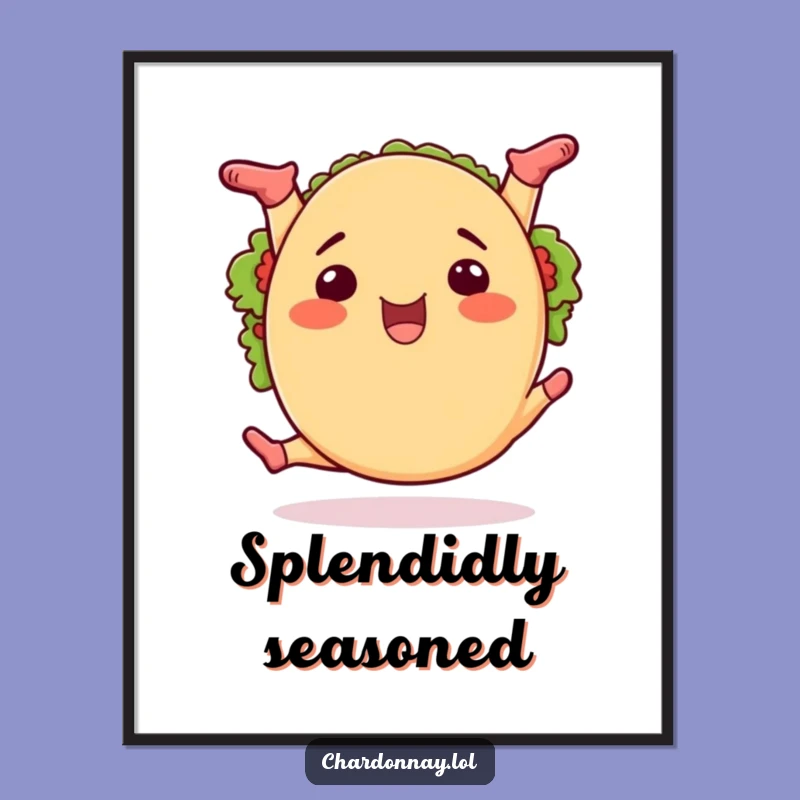 Funny Taco Splits Poster: Vibrant Food Art Gift for Kitchens