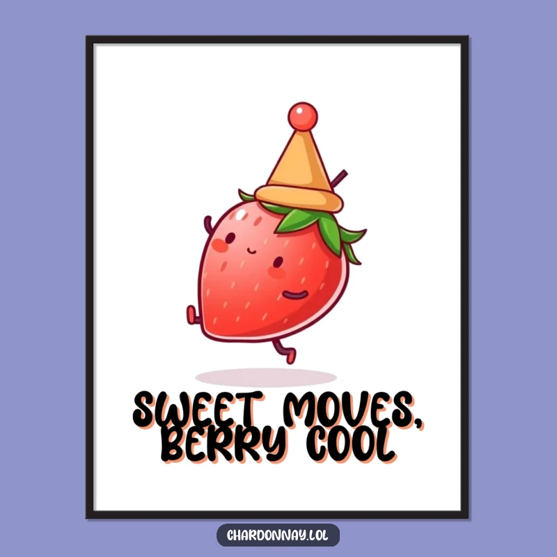 Free Printable Wall Art: Strawberry Cartwheel, Funny Hat Downloadable Decor