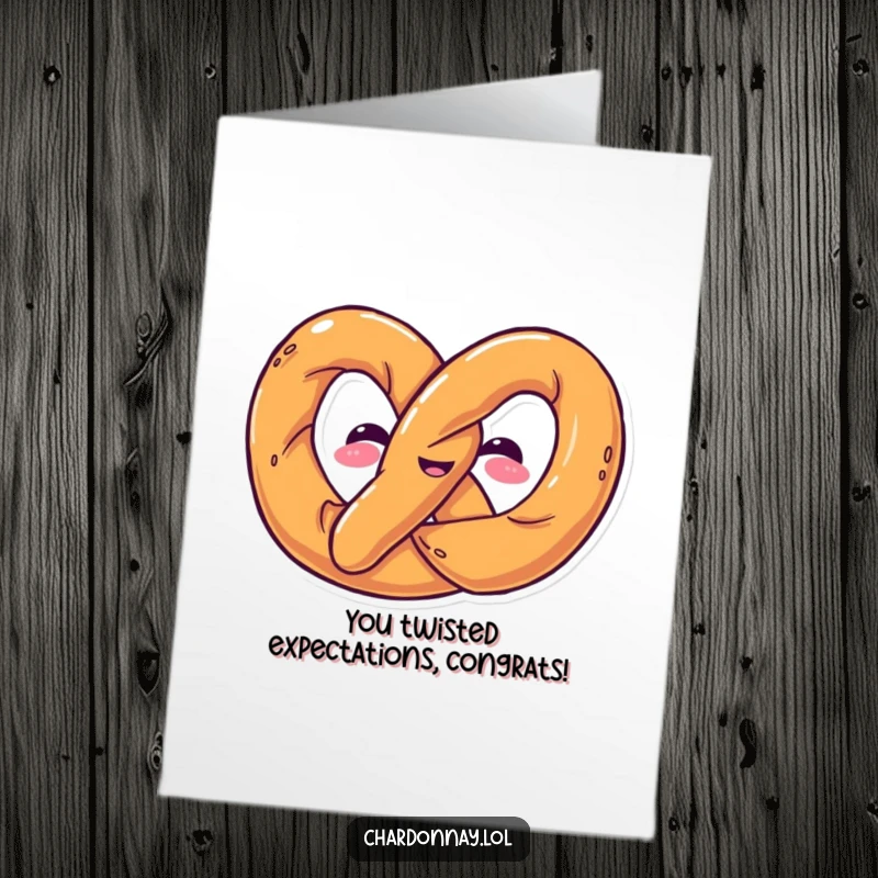 Funny Free Printable Congratulations Card: A happy pretzel bending into a funny, celebratory shape.