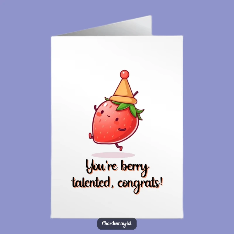 Free Printable Congrats Card: Strawberry Cartwheel, Humorous Hat Celebration Downloadable