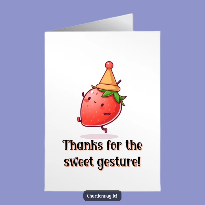 Free Printable Thank You Card: Strawberry Cartwheel Gratitude, Funny Hat Downloadable